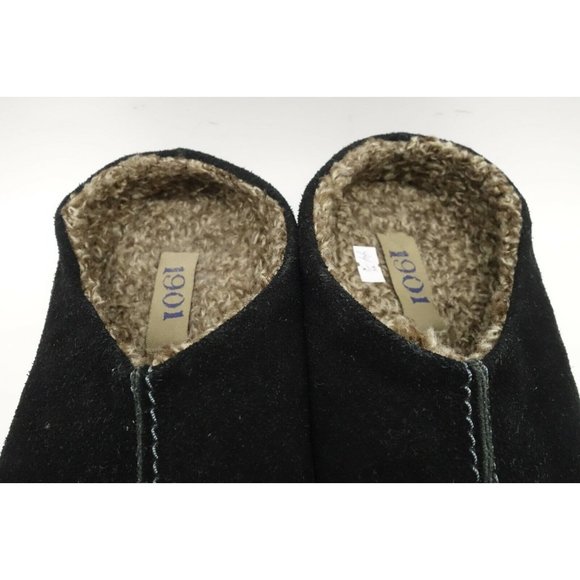 1901 Dakota Black Leather Lined Split Toe Casual Slippers Shoes Men's 9 M - Picture 6 of 11